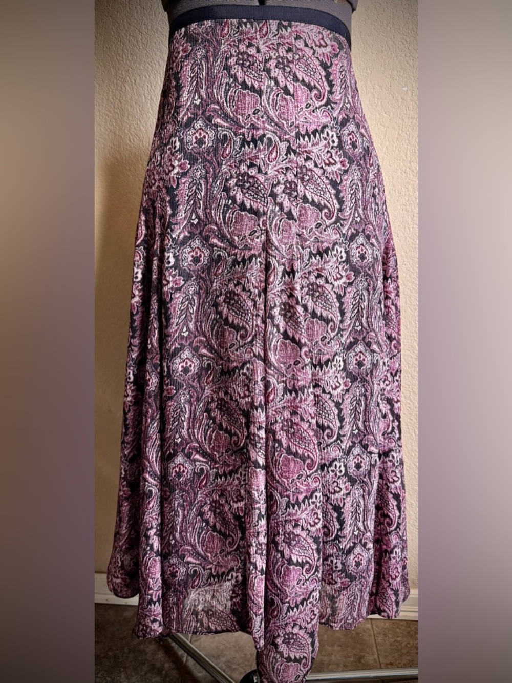 Vintage Purple Blue Paisley Asymmetrical Midi Skirt 4